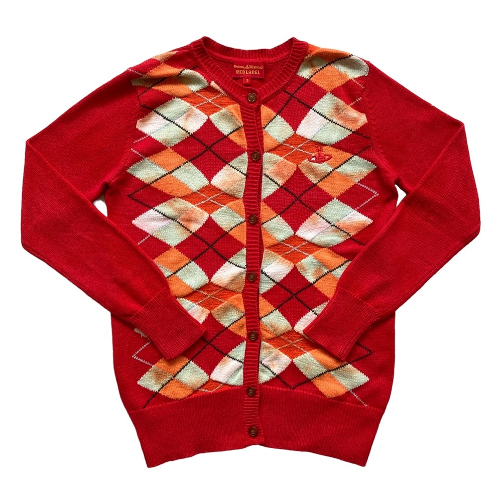 Vivienne Westwood Red Argyle Cardigan